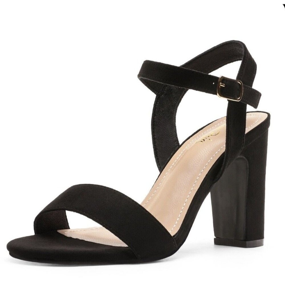 DREAM PAIRS Women's Ankle Strap Open Toe Chunky Heel Sandals Size 9.5 Black